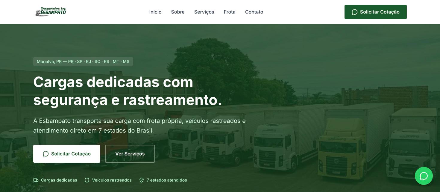 Site desenvolvido para Esbampato Transportes